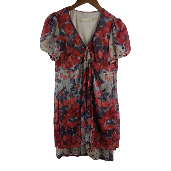 Mina UK M L Coral Poppy Flowy Dress - Picture 2 of 9